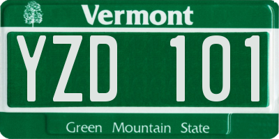 VT license plate YZD101