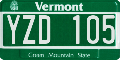 VT license plate YZD105
