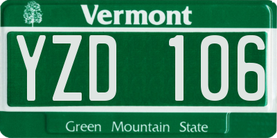 VT license plate YZD106
