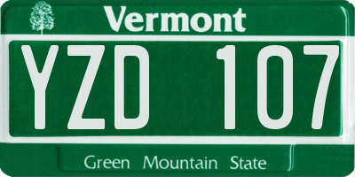 VT license plate YZD107