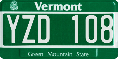 VT license plate YZD108
