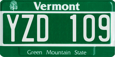VT license plate YZD109