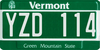 VT license plate YZD114