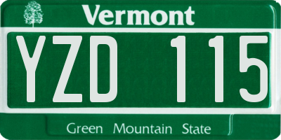 VT license plate YZD115