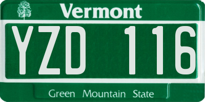 VT license plate YZD116