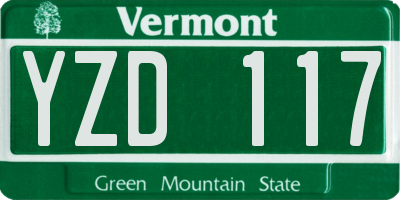 VT license plate YZD117