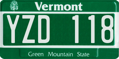 VT license plate YZD118