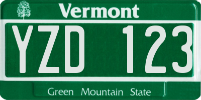 VT license plate YZD123