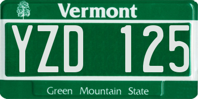 VT license plate YZD125