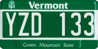 VT license plate YZD133