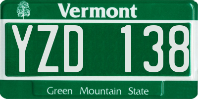 VT license plate YZD138
