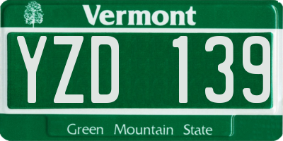 VT license plate YZD139