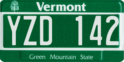 VT license plate YZD142