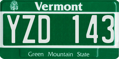 VT license plate YZD143