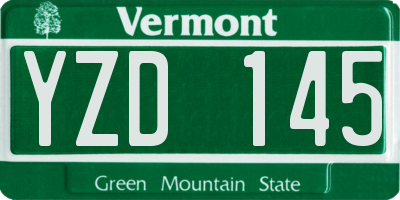 VT license plate YZD145