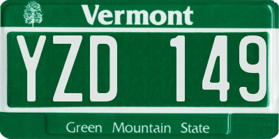 VT license plate YZD149
