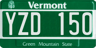 VT license plate YZD150