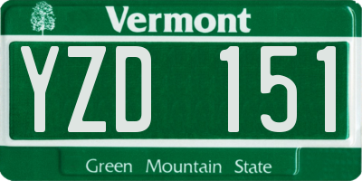 VT license plate YZD151