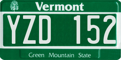 VT license plate YZD152