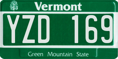 VT license plate YZD169