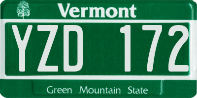 VT license plate YZD172