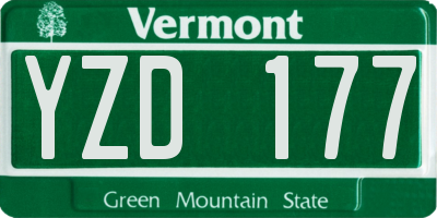 VT license plate YZD177