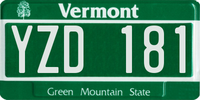 VT license plate YZD181