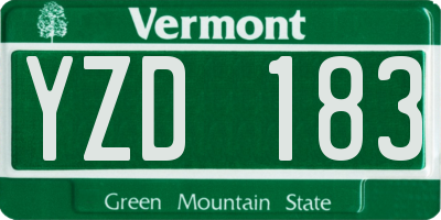 VT license plate YZD183