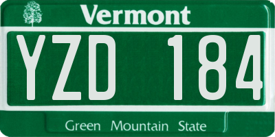 VT license plate YZD184