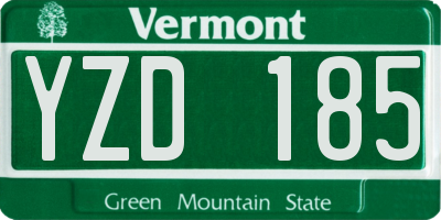 VT license plate YZD185