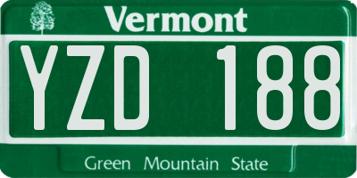 VT license plate YZD188