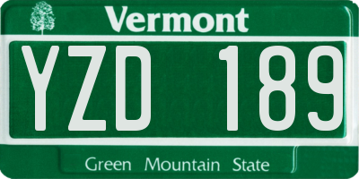 VT license plate YZD189