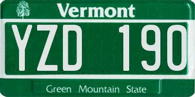VT license plate YZD190