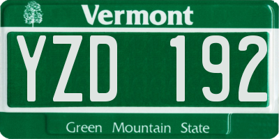 VT license plate YZD192