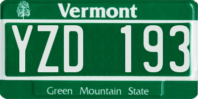 VT license plate YZD193