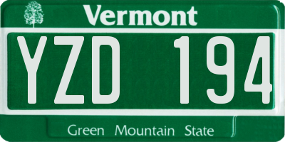 VT license plate YZD194