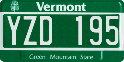 VT license plate YZD195