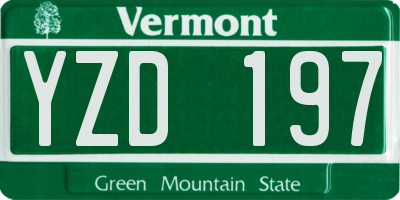 VT license plate YZD197
