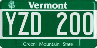 VT license plate YZD200