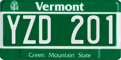 VT license plate YZD201