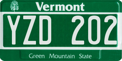 VT license plate YZD202