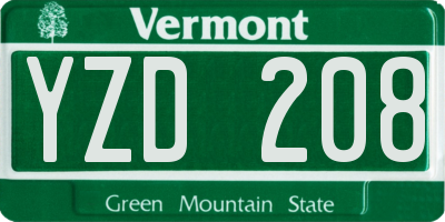 VT license plate YZD208