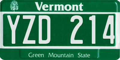 VT license plate YZD214