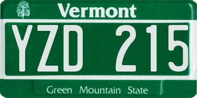 VT license plate YZD215