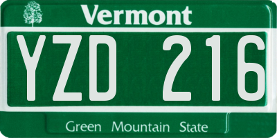 VT license plate YZD216