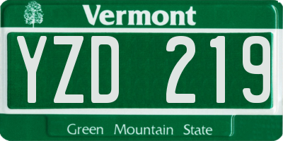 VT license plate YZD219