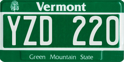 VT license plate YZD220