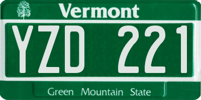 VT license plate YZD221