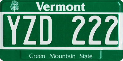 VT license plate YZD222
