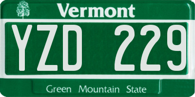 VT license plate YZD229